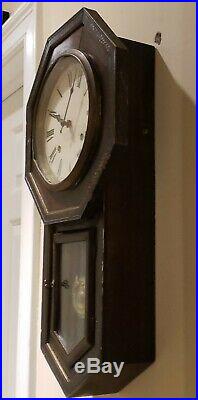 Antique 1920's Seikosha Art Deco Octagon Drop School House Regulator Wall Clock