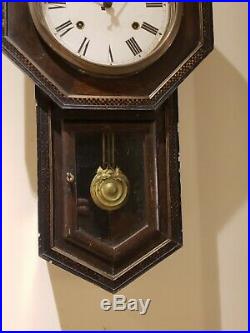 Antique 1920's Seikosha Art Deco Octagon Drop School House Regulator Wall Clock