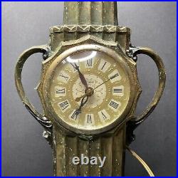 Antique 1920s United MG Brass Clock Lamp American Empire Art-Deco TESTED WORKS