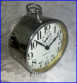 Antique 1920s Wm. L. Gilbert Barrage Alarm Clock Polished Nickel Case-Working