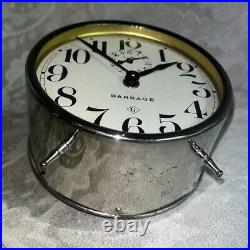 Antique 1920s Wm. L. Gilbert Barrage Alarm Clock Polished Nickel Case-Working