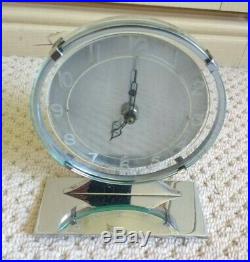 Antique 1930's Art Deco Chrome Mantel Piece Electric Clock ELCO CLOCKS & WATCHES