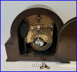Antique 1930's Dark Oak Garrard Art Deco Chiming Mantel Clock (Early 20th)