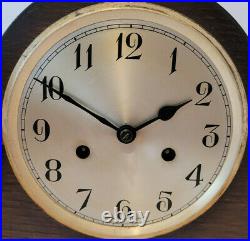 Antique 1930's English Art Deco Oak Chiming Mantel Clock (Early 20th Century)