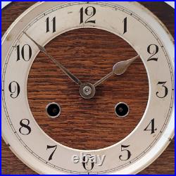 Antique 1930's German Haller Geometric Art Deco Oak Cased Chiming Mantel Clock