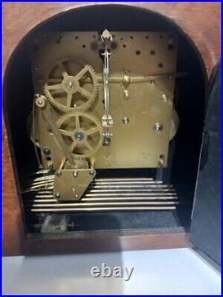 Antique 1930's German Haller Geometric Art Deco Oak Cased Chiming Mantel Clock