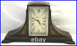 Antique 1930's Manning Bowman Art Deco Inlay Wood Shelf Mantle Clock Electric