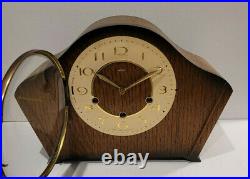 Antique 1930's Oak Art Deco Smiths Westminster Chiming Mantel Clock (Early 20th)