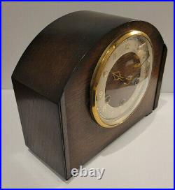 Antique 1930's Oak Art Deco Smiths Westminster Chiming Mantel Clock with Silence