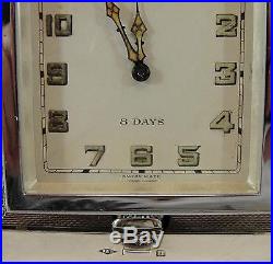 Antique 1933 Art Deco Birmingham Sterling Silver Swiss Folding Travel Clock