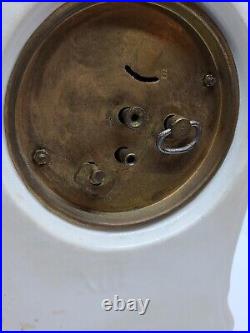 Antique 19th C. ANSONIA Victorian Porcelain Ceramic Wind-Up Mantel Alarm Clock