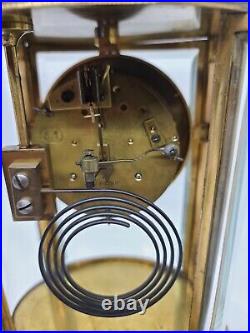 Antique 19th C French Victorian Curved Oval Glass Crystal Regulator Mantel Clock