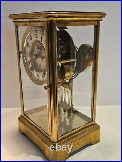 Antique ANSONIA Victorian Brass & Glass Open Escapement Crystal Regulator Clock