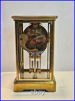 Antique ANSONIA Victorian Brass & Glass Open Escapement Crystal Regulator Clock