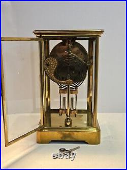 Antique ANSONIA Victorian Brass & Glass Open Escapement Crystal Regulator Clock