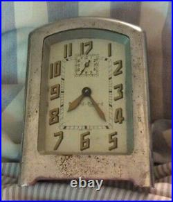 Antique ART DECO BAYARD Alarm Clock Silver France Works Winding French Chrome