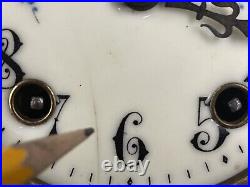 Antique Ansonia Gilbert Clock Movement Bezel Glass Porcelain Dial Parts (AA)
