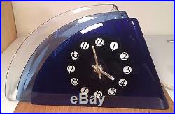 Antique Aqua Glass Waltham Art Deco Large Mantle Clock RARE and STILL RUNS