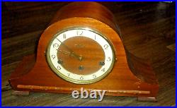 Antique Art Deco 1930s Welby German Brass Humpback Mantle Clock Key Papers