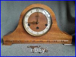 Antique Art Deco 1930s Welby German Brass Jeweled Humpback Working Mantle Clock