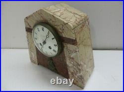 Antique Art Deco 20th Century French Marble Mantel Clock & Garniture 3-Piece Set