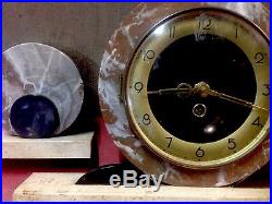 Antique Art Deco 3 Tiered Marble Mantle Clock