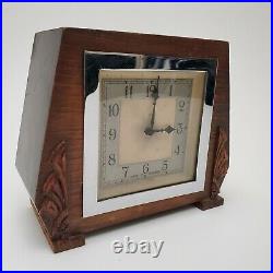 Antique Art Deco 8-Day Mantel Clock Made In England Wind up
