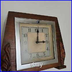 Antique Art Deco 8-Day Mantel Clock Made In England Wind up