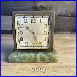 Antique Art Deco Brass Desk Clock Double Sided