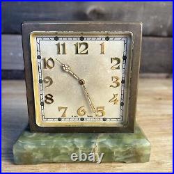 Antique Art Deco Brass Desk Clock Double Sided