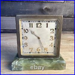 Antique Art Deco Brass Desk Clock Double Sided