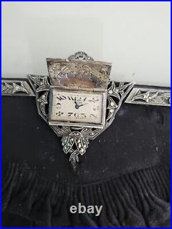 Antique Art Deco C. Bucherer Marcasite Clock/Watch Purse