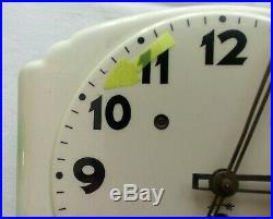 Antique Art Deco Ceramic Kitchen Wall Clock Early 1920s Germany Vtg White Green