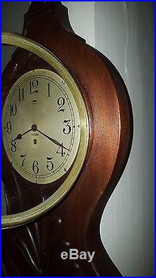 Antique Art Deco Chelsea Mahogany Wall Clock, Circa 1930 8Dial