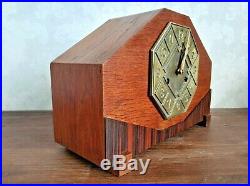 Antique Art Deco Chiming Mantel Mantle Clock Amsterdam School Junghans