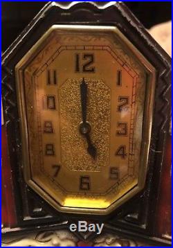 Antique Art Deco Frankart USA Clock Double Nude Women 1920s Great Old Paint