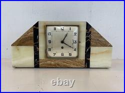 Antique Art Deco French Multicolored Marble Decorative Shelf Mantle Clock