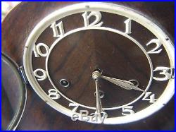 Antique Art Deco German Canterbury Walnut Mantle Clock Circa 1930's