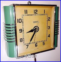 Antique Art Deco Greem HAMMOND STEWARDESS Wall Clock Synchronous movement