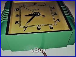 Antique Art Deco Greem HAMMOND STEWARDESS Wall Clock Synchronous movement
