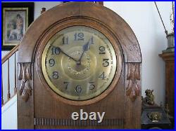 Antique Art Deco J. Brandmann Dome Top German Grandfather Clock Stripe on gong