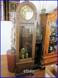 Antique Art Deco J. Brandmann Dome Top German Grandfather Clock Stripe on gong