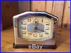 Antique Art Deco Jaz Clock Bakelite And Polished Metal