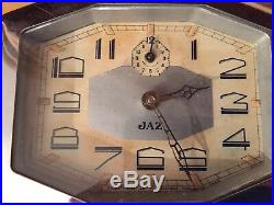 Antique Art Deco Jaz Clock Bakelite And Polished Metal