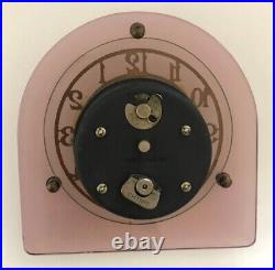 Antique Art Deco Lavender Glass Smiths Mantel Clock English 1930's
