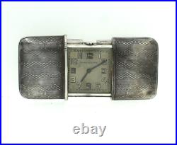 Antique Art Deco Movado Bert H Satz 935 Silver Travel Clock