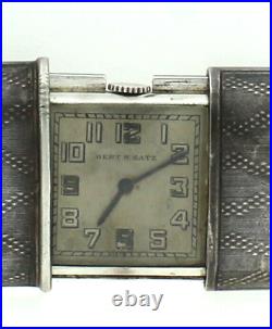 Antique Art Deco Movado Bert H Satz 935 Silver Travel Clock