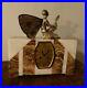Antique Art Deco Onyx & Marble French Mantel Clock with Metal Fairy Garniture