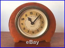 Antique Art Deco Plymouth 8 Day Butterscotch Bakelite Mantel Shelf Clock Clock
