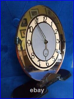 Antique Art Deco SMITHS Peach Coloured Mirrored Electric Clock. Very Rare